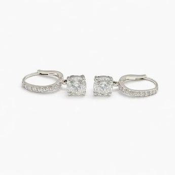 1.0 Carat Each Cushion Solitaire Drop Earrings