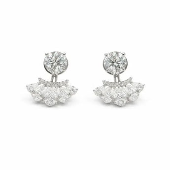 Elegant White Gold Diamond Ear Jackets with Marquise Cluster Drop