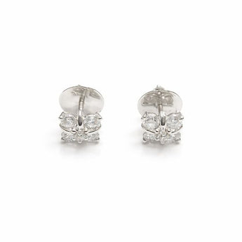Dainty Floral Diamond Stud Earrings