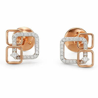 Dainty Geometric Trio Round Diamond Studs
