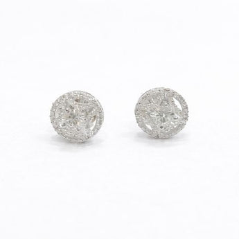Vintage Inspired Round Diamond Cluster Earrings