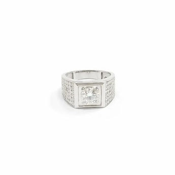 Luxury 2.7 Carat Diamond Men’s Ring with Pavé Side Stones