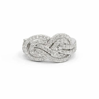 1 Carat Diamond Interlocking Knot Statement Ring in White Gold