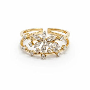 14K Rose Gold Wide Band Diamond Ring with Baguette and Marquise