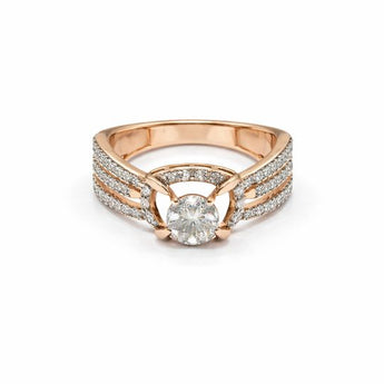 Round Brilliant Diamond Halo Ring in 14K Rose Gold