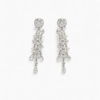 Elegant Diamond Leaf Drop Earrings