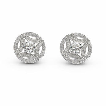 Round Brilliant Diamond Circular Halo Stud Earrings