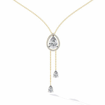 Necklace with Pear-Shaped Crystal Pendant and Dangling Drops Best lab grown diamond jewellery brand