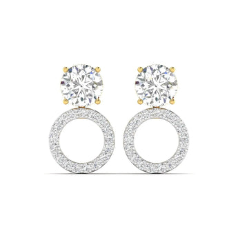 2 Carat Round Diamond Halo Gold Earrings - Best Lab Grown Diamond.