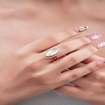 Buy Oval Polki Diamond Halo Ring Ivana Jewels Best lab grown diamond jewellery brand