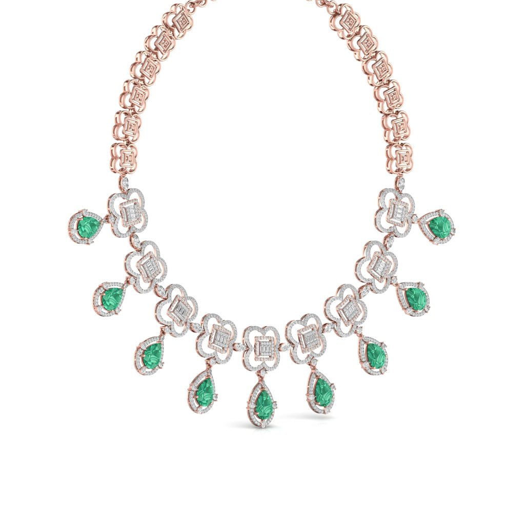 Fancy Shape Diamonds & Round Shape Diamonds Necklace