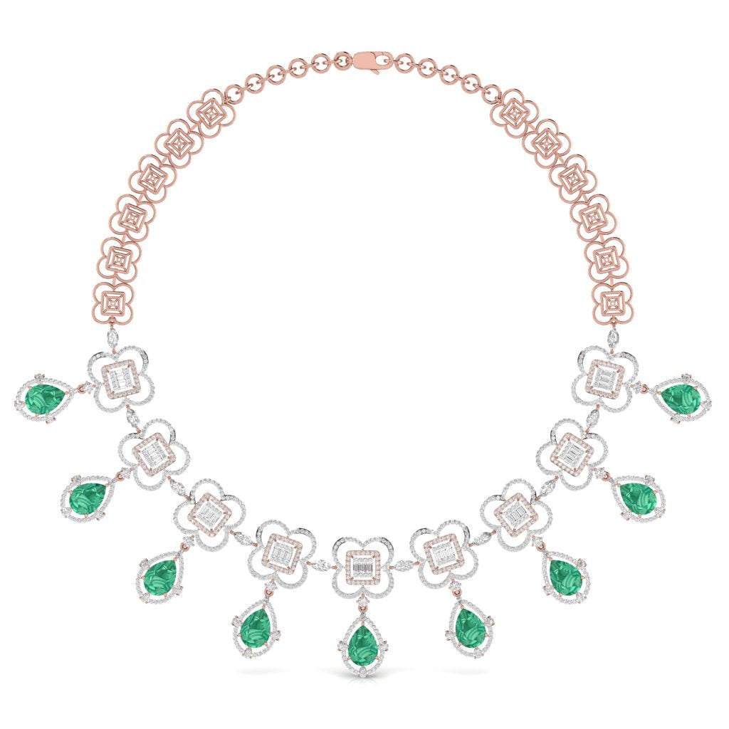 Fancy Shape Diamonds & Round Shape Diamonds Necklace