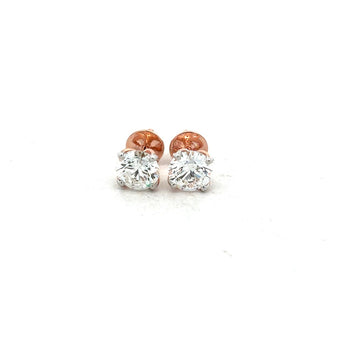  1 Carat Each Minimalist Rose Gold Diamond Stud