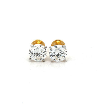2 Carat Each Round Diamond Stud Earrings