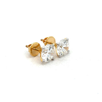 2 Carat Each Round Diamond Stud Earrings