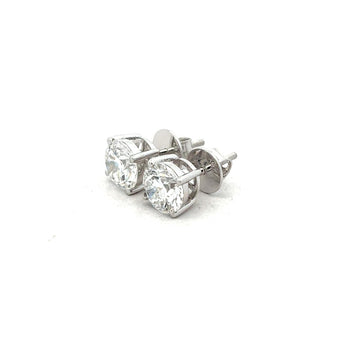 2 Carat Each Round Diamond Stud Earrings