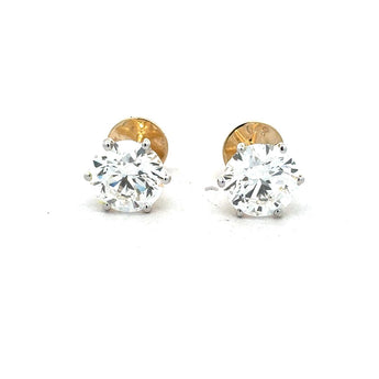 2 Carat Each Minimalist Brilliant Solitaire Studs