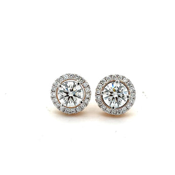 1.5 Carat Each Round Diamond Halo Studs