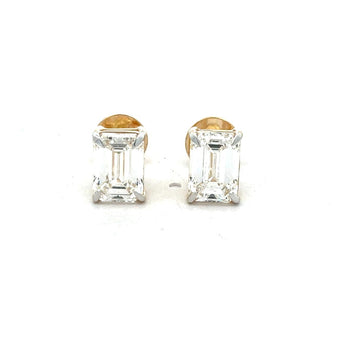 2 Carat Classic Emerald Cut Diamond Studs