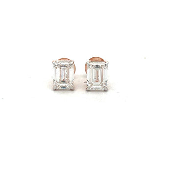 2 Carat Classic Emerald Cut Diamond Studs