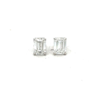 1 Carat Each Emerald Cut Diamond Studs