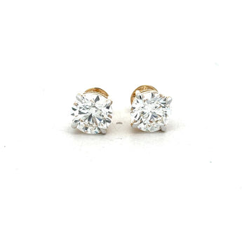 3 Carat Each Round Solitaire Diamond Studs