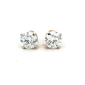 3 Carat Each Round Solitaire Diamond Studs