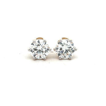3 Carat Each Round Solitaire Diamond Studs
