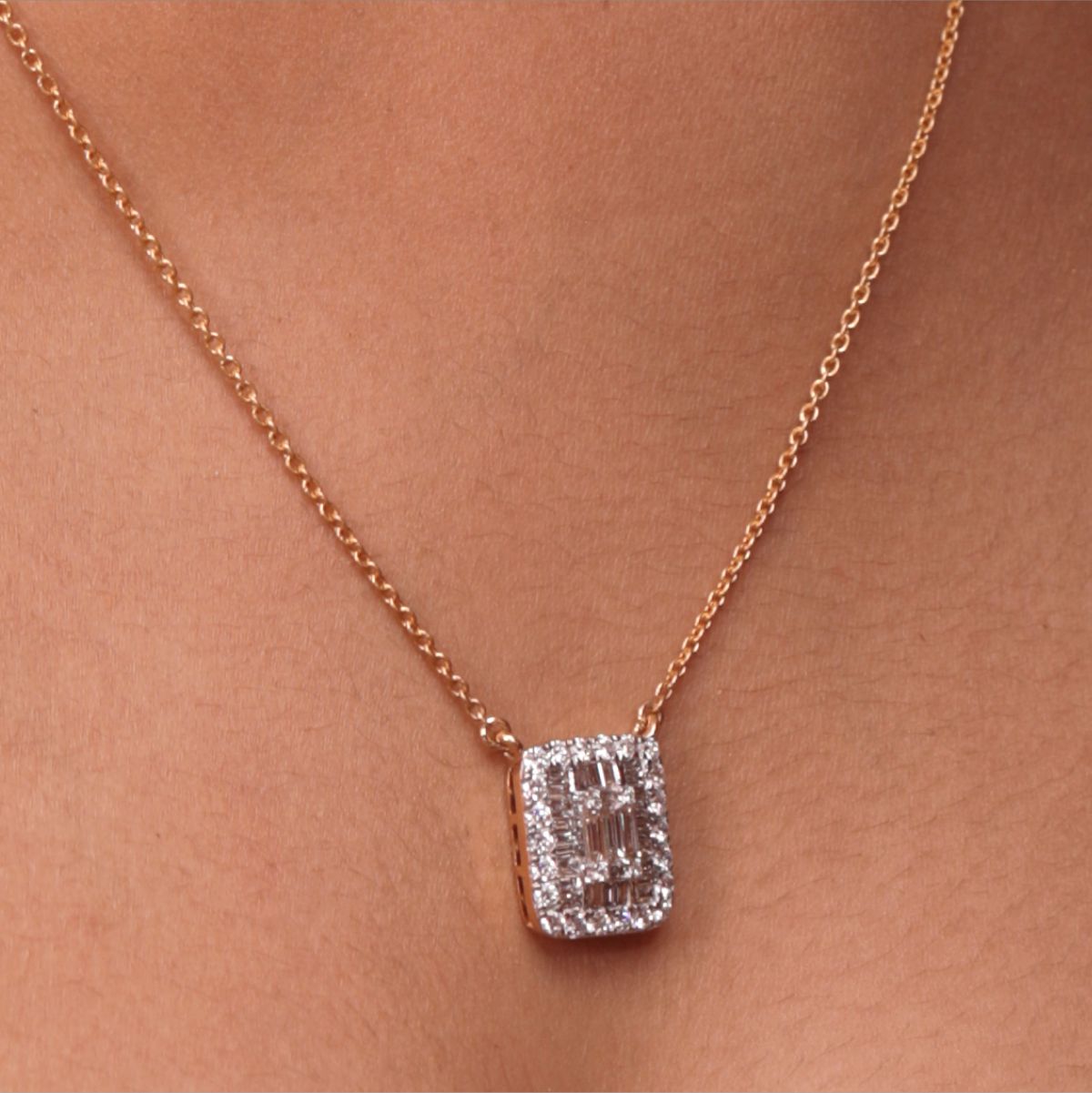 Baguette Diamond Pave Setting Pendant