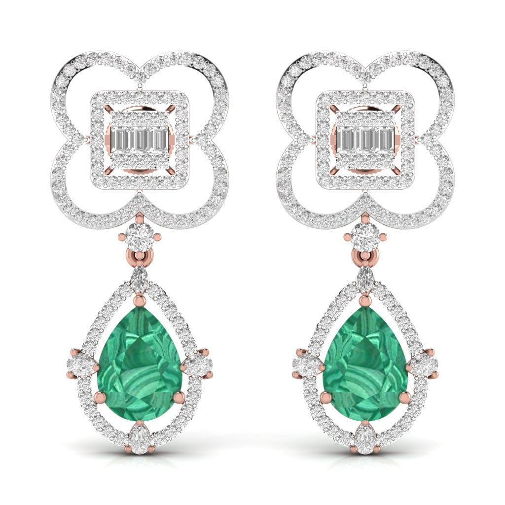 Fancy Shape Diamonds & Round Shape Diamonds Earring