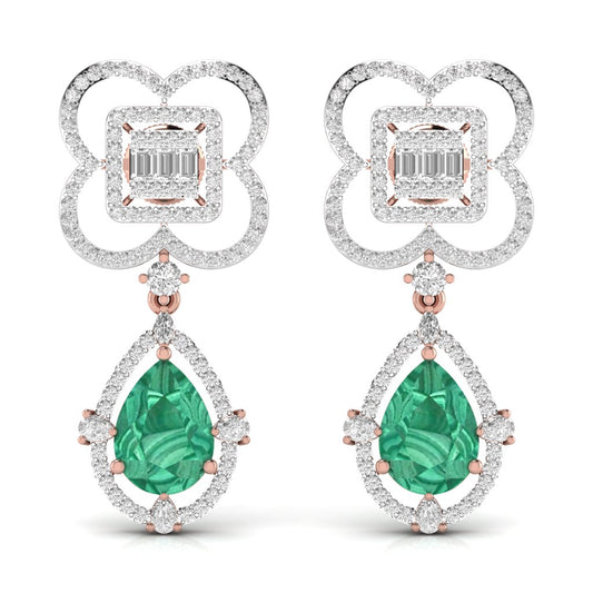 Fancy Shape Diamonds & Round Shape Diamonds Earring