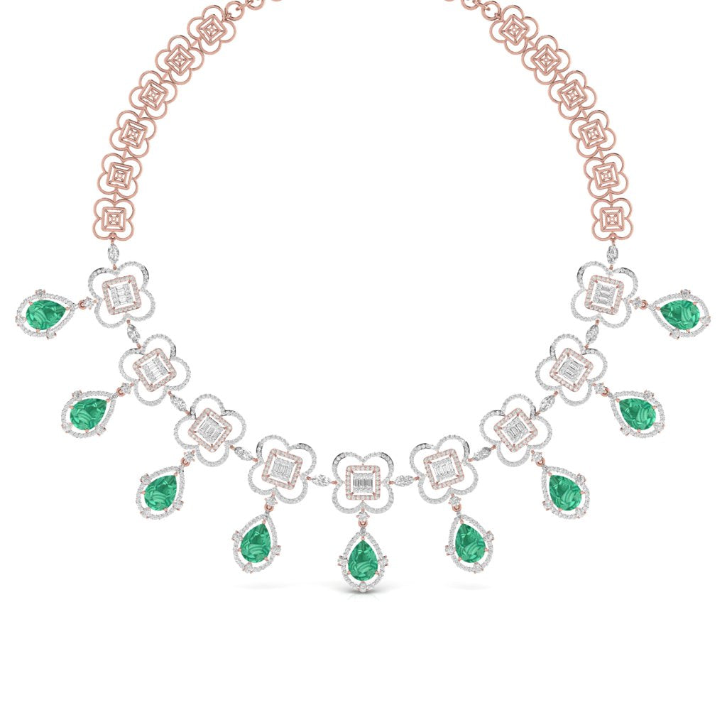 Fancy Shape Diamonds & Round Shape Diamonds Necklace