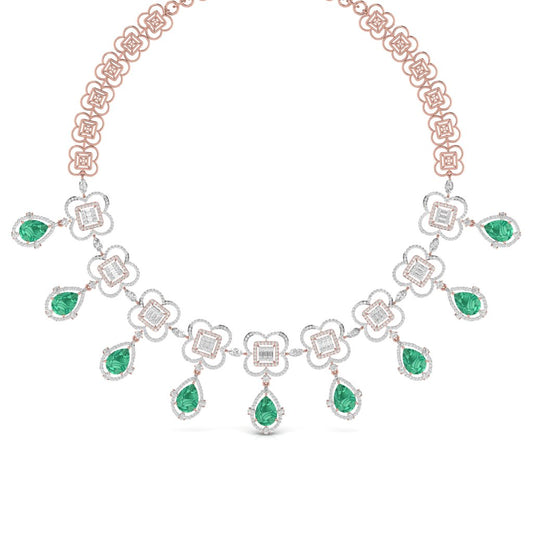 Fancy Shape Diamonds & Round Shape Diamonds Necklace