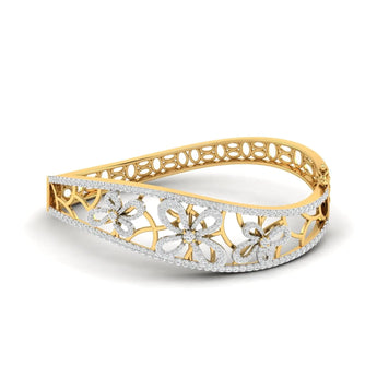 Buy 2 Carat Floral Diamond Bangle Online from Ivana Jewels Best lab grown diamond jewellery brand
