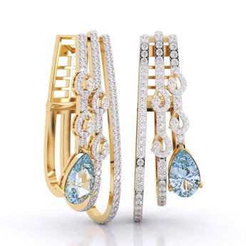 Buy Pear Shape Aquamarine Diamond Hoop Earring from Ivana Jewels Best lab grown diamond jewellery brand