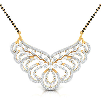 Buy Pear Floral Shape Diamond Mangalsutra Online | Ivana Jewels Best lab grown diamond jewellery brand