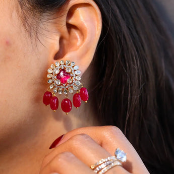 Pearl Dewdrop Polki Diamond Earrings Best lab grown diamond jewellery brand