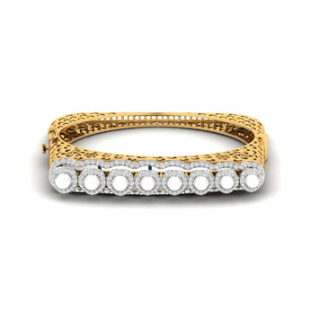 Buy 2 Carat Pearl Halo Diamond Bangle Online from Ivana Jewels Best lab grown diamond jewellery brand