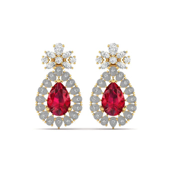 Buy 1 Carat Ruby And Diamond Dangler Earring from Ivana Jewels Best lab grown diamond jewellery brand
