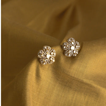 Shop Elegant & Sustainable Petal Floral Polki Earrings | Ivana Jewels Best lab grown diamond jewellery brand
