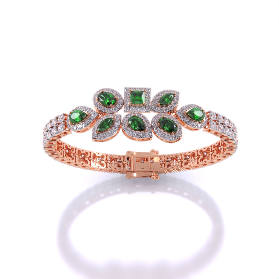 Beautiful Emerald Colour Stone Bracelet For Girls