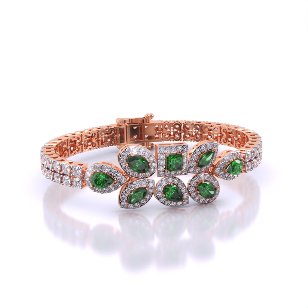 Beautiful Emerald Colour Stone Bracelet For Girls