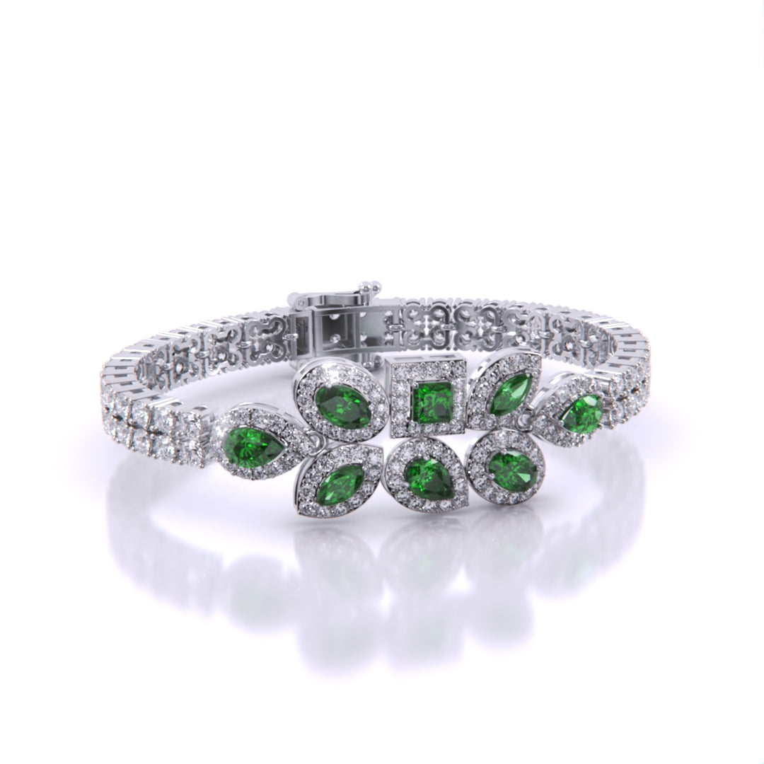 Beautiful Emerald Colour Stone Bracelet For Girls