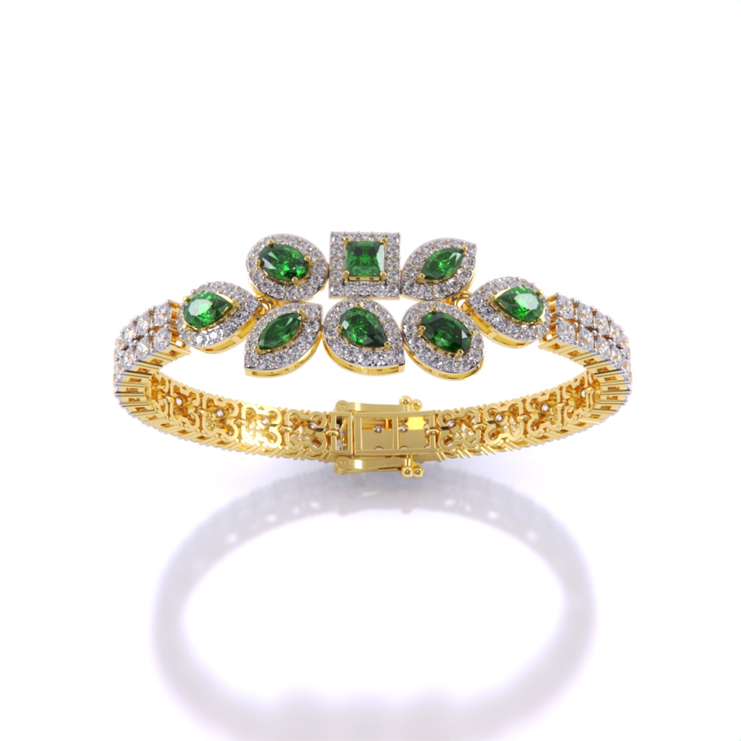 Beautiful Emerald Colour Stone Bracelet For Girls