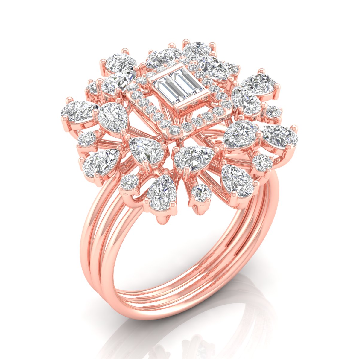 Floret Diamond Halo Ring