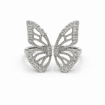 Open Wing Butterfly Diamond Ring in 14kT White Gold