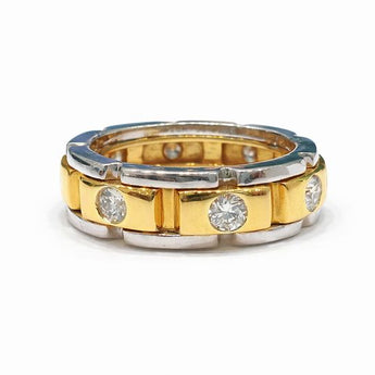 Elegant Two-Tone Gold Diamond Band Ring for Men