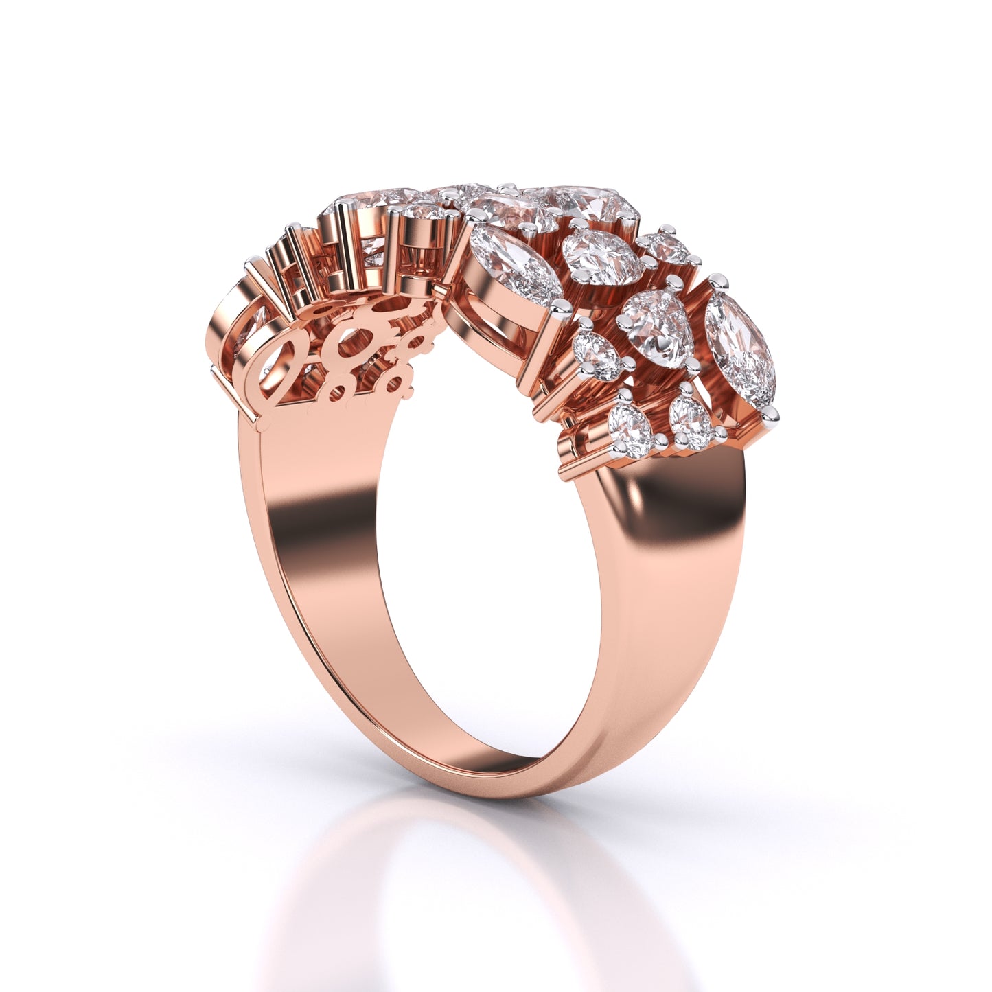 Multi Shape Diamond Cascade Ring