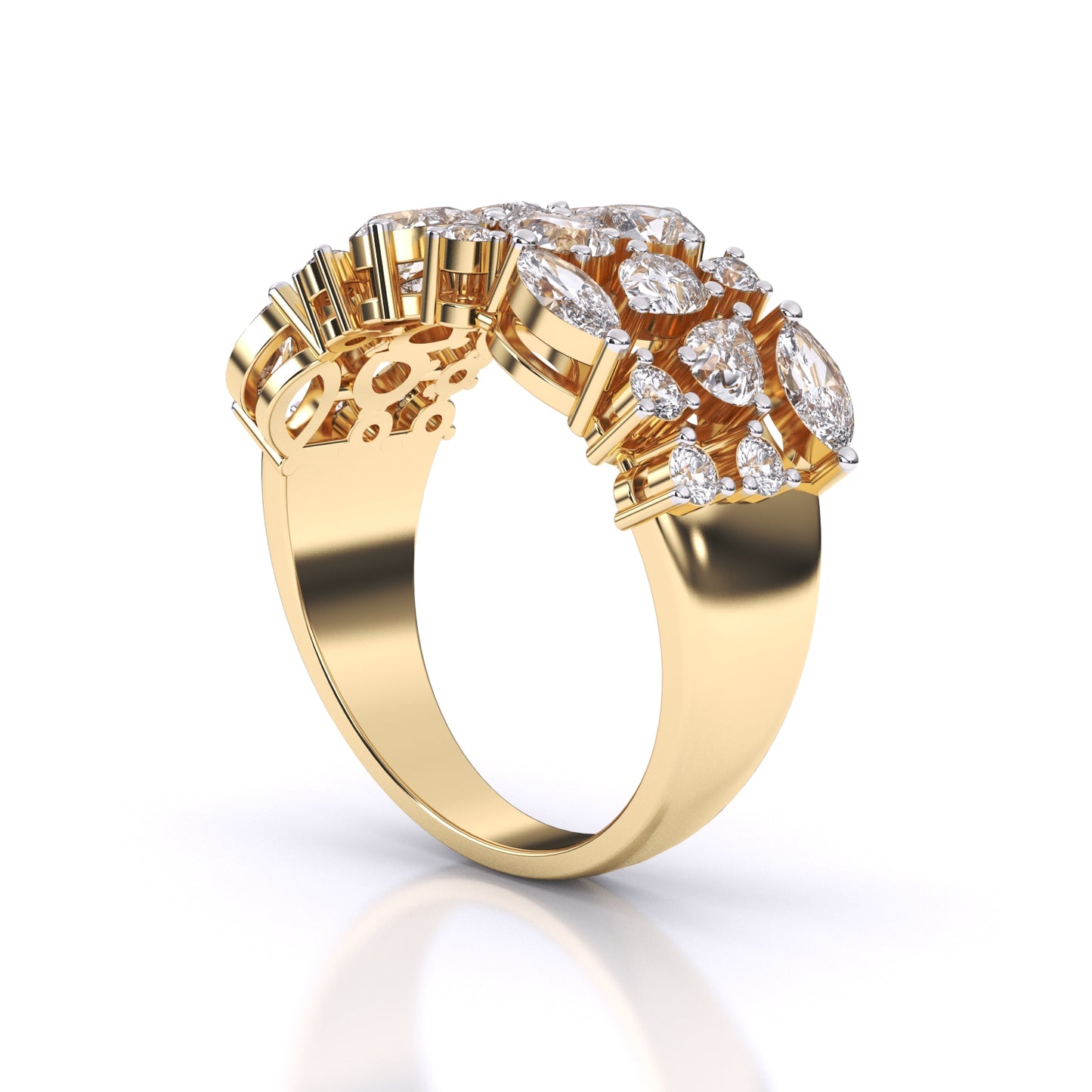 Multi Shape Diamond Cascade Ring