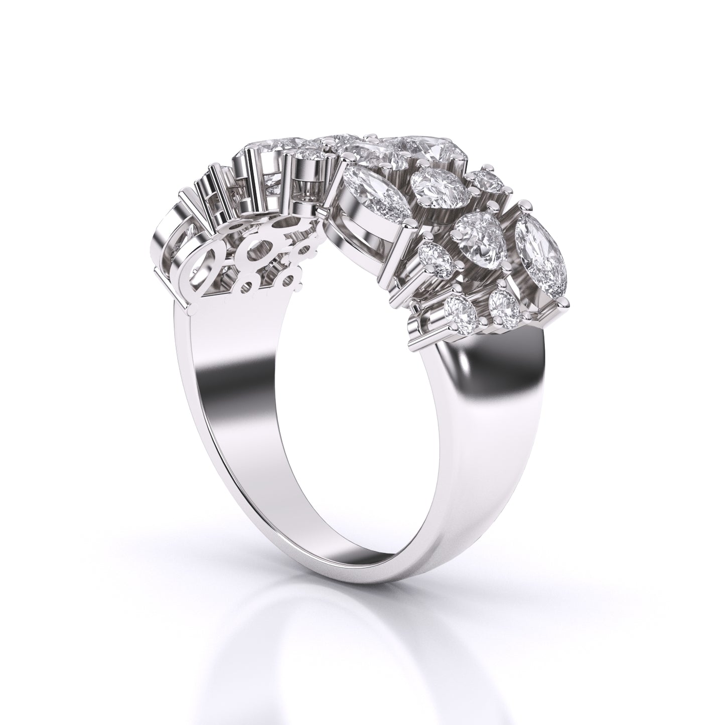 Multi Shape Diamond Cascade Ring